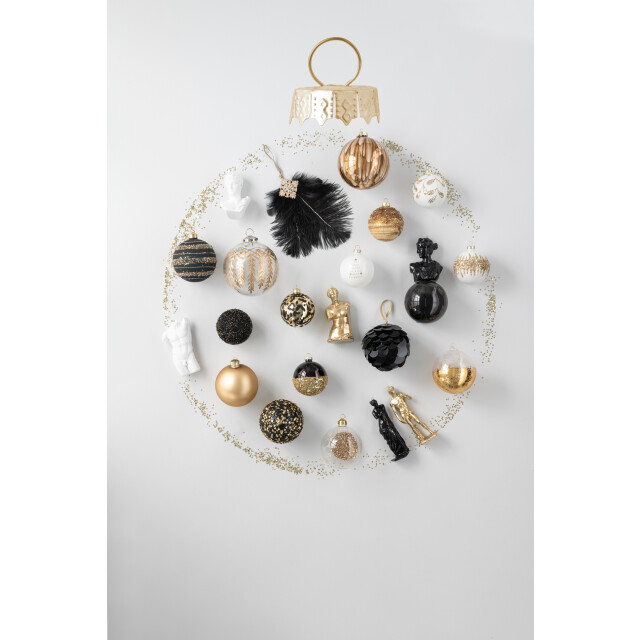 J-Line doos van 4 kerstballen glitter paillettenglas goud medium - 3007219 large