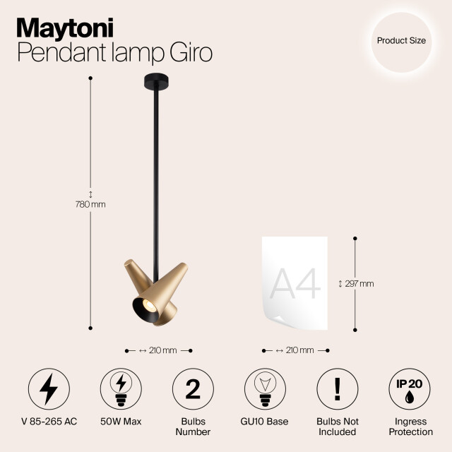 Maytoni hanglamp giro messing Ø21 2994588 large