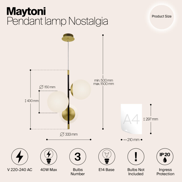 Maytoni hanglamp nostalgia - Ø33,3 2994579 large
