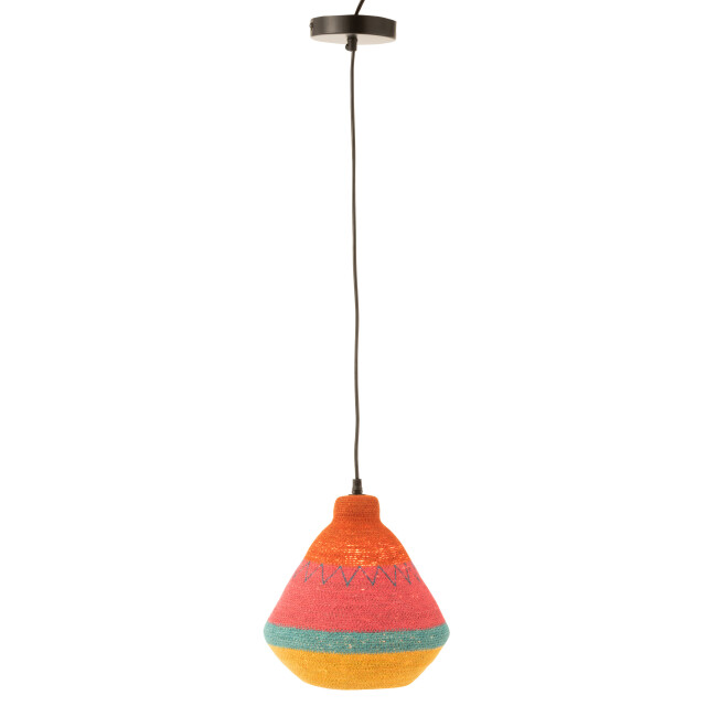 J-Line hangende lamp strepen+zigzag bovenkant zeegras mix 25x25x27cm 3002117 large