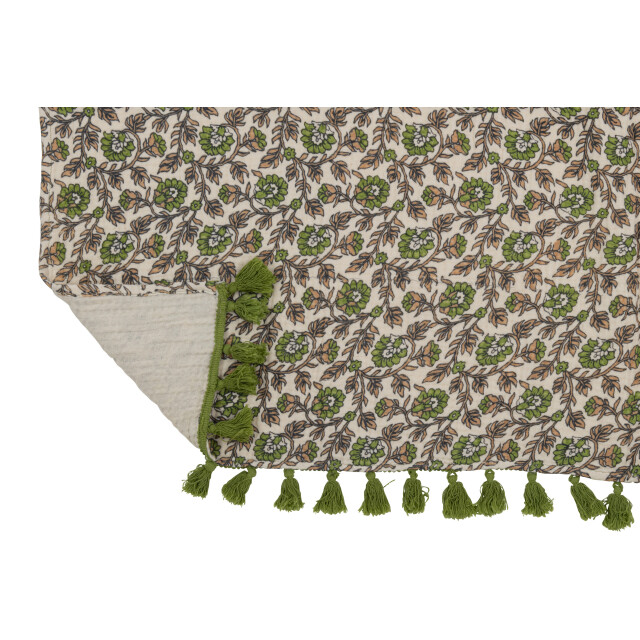 J-Line plaid/strand mat bloemen katoen 130x180x1cm 3002111 large