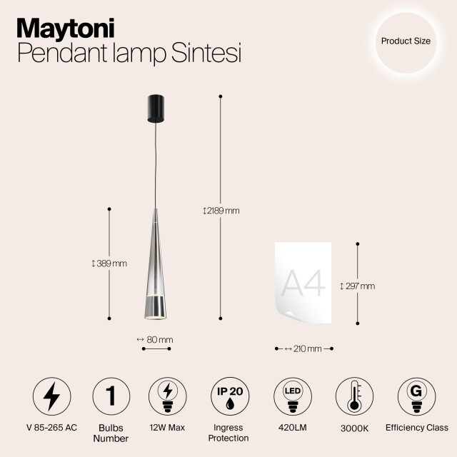 Maytoni hanglamp sintesi chroom Ø8 2994706 large
