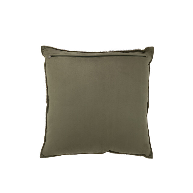 J-Line kussen koehaar leder olijf 45x45x8cm 3001702 large