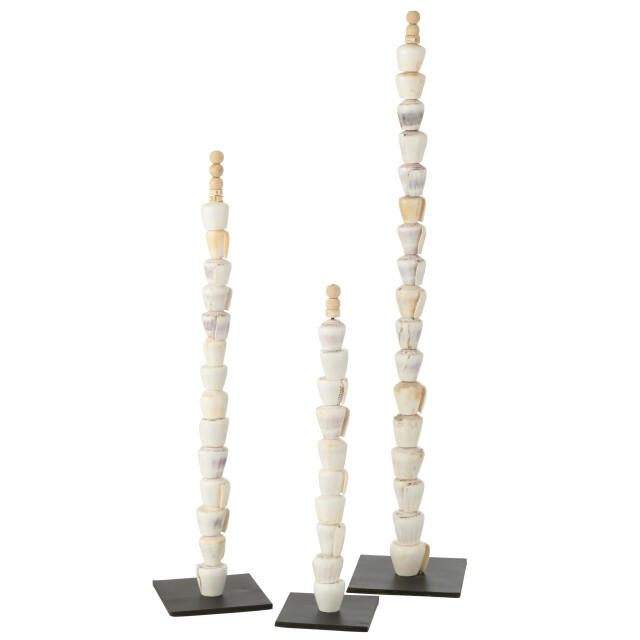 J-Line set van 3 schelpen op voet schelp natuur 11x11x92cm 3009313 large