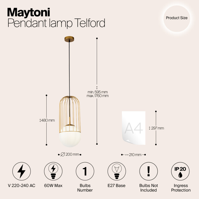 Maytoni hanglamp telford - Ø20 2994756 large