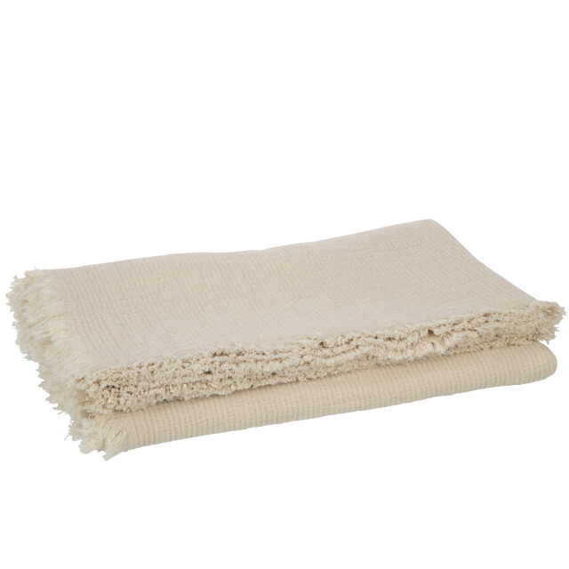 J-Line plaid franjes katoen mousseline licht 130x180x1cm 3065788 large