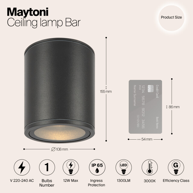 Maytoni Outdoor plafondlamp bar grafiet Ø10,8 2994862 large