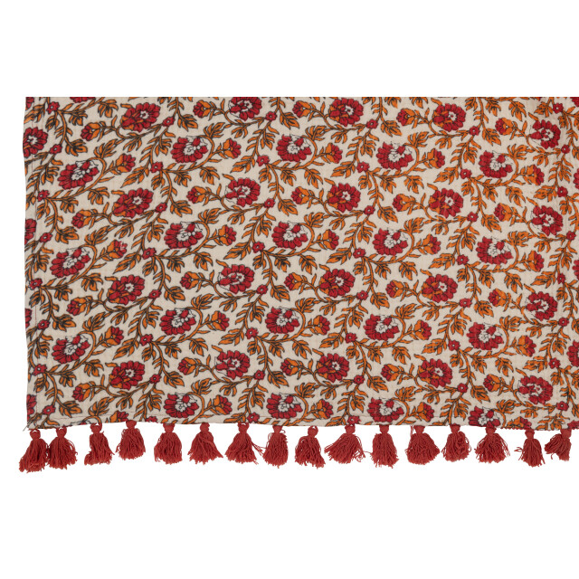 J-Line plaid/strand mat bloemen katoen 130x180x1cm 3002108 large