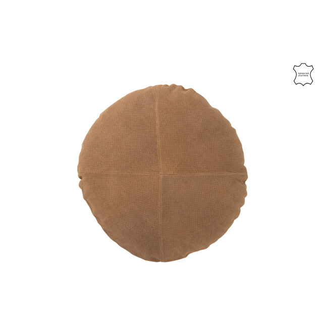 J-Line kussen rond leder camel 45x45x8cm 3001697 large