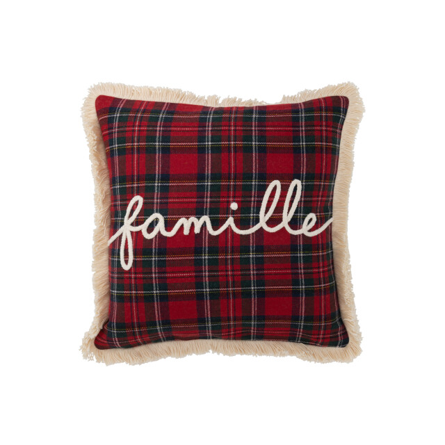 J-Line kussen ruit famille rood/groen 45x45x12cm 3001846 large