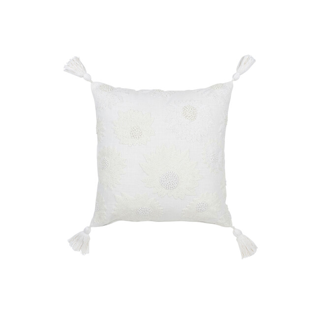 J-Line kussen bloemen+kwastjes katoen 45x45x15cm 3002045 large