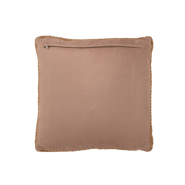 J-Line kussen geweefd leder camel 45x45x7cm 3001698 large