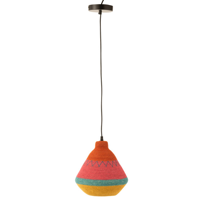 J-Line hangende lamp strepen+zigzag bovenkant zeegras mix 25x25x27cm 3002117 large