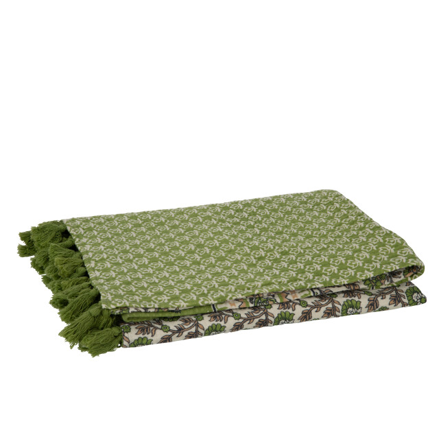 J-Line plaid/strand mat bloemen katoen 130x180x1cm 3002111 large