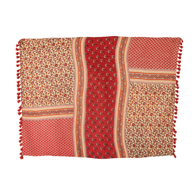 J-Line plaid/strand mat bloemen katoen 130x180x1cm 3002108 large