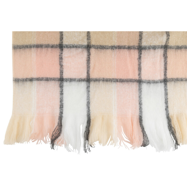 J-Line plaid geruit polyester beige/roze 180x130x2cm 3001815 large