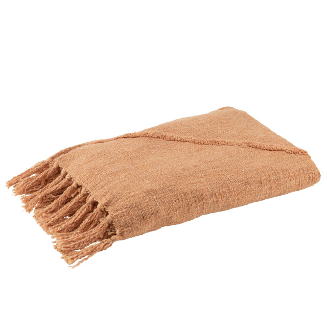 J-Line plaid kwastjes katoen koraal 190x56x1cm 3065962 large