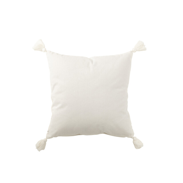 J-Line kussen 4 kwasten katoen wit/ 50x50x10cm 3001498 large
