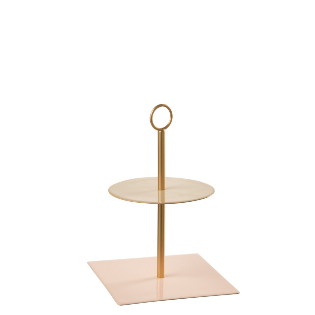 J-Line voedselstand rond+vierkant metaal licht/beige 18x18x26cm 3013838 large
