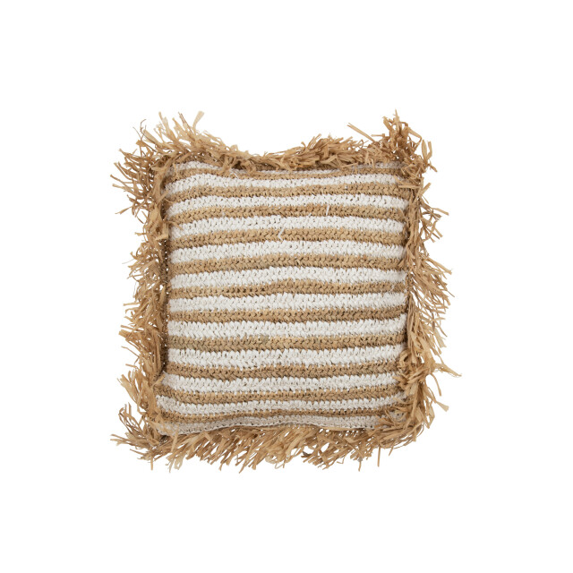 J-Line kussen strepen franjes mendong 45x45x15cm 3002167 large