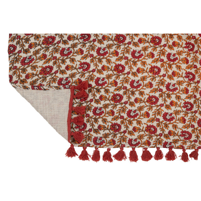 J-Line plaid/strand mat bloemen katoen 130x180x1cm 3002108 large