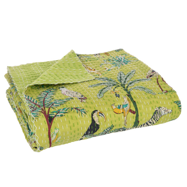 J-Line plaid/strand mat exotisch dieren/planten hechtingen katoen large 3002069 large
