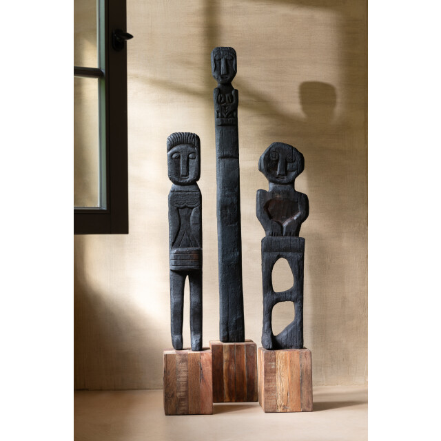 J-Line statue mara gerecycleerd hout /naturel 20x20x107.5cm 3009246 large
