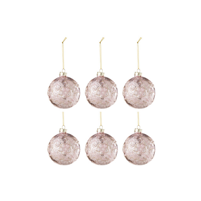 J-Line doos van 6 kerstbal motief roos pailletten glas licht small - 3008900 large