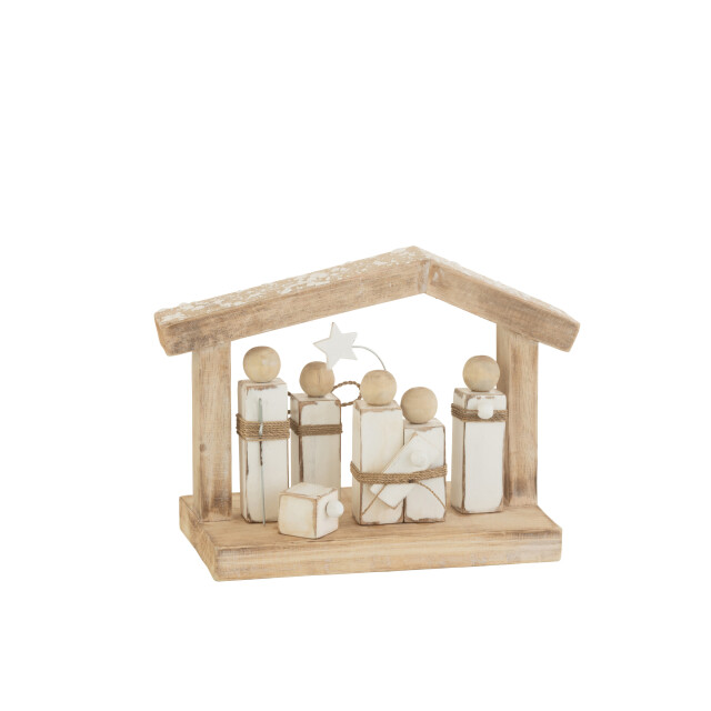 J-Line kribbe minimalistisch hout /wit 25x14x21.5cm 3015347 large
