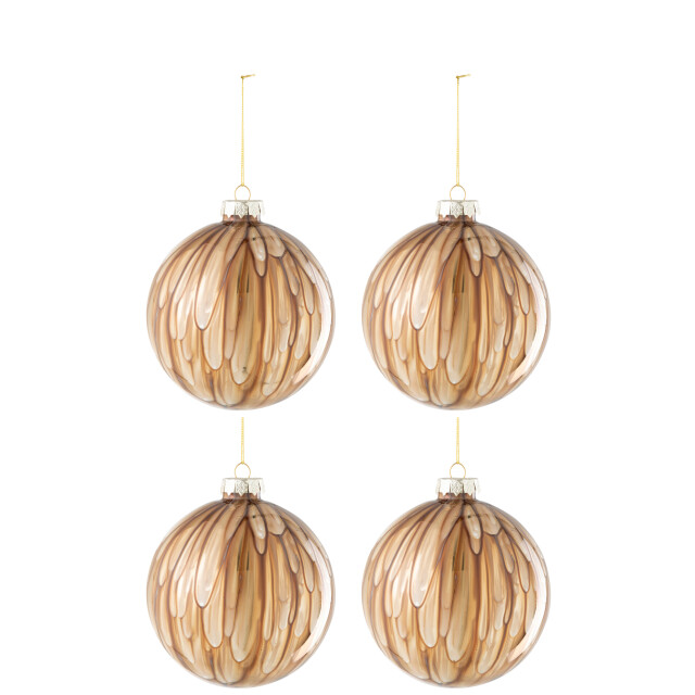 J-Line doos van 4 kerstbal vlekken glas /goud large 12x12x12cm 3008889 large