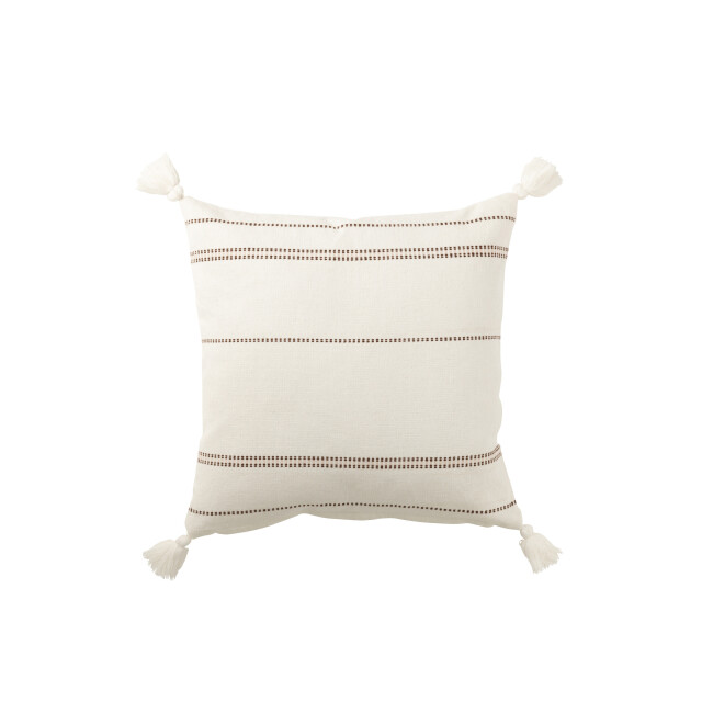 J-Line kussen 4 kwasten katoen wit/ 50x50x10cm 3001498 large