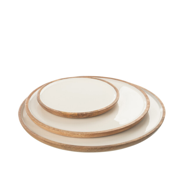 J-Line tray kos wood brown/white large 35x35x3cm 3001492 large