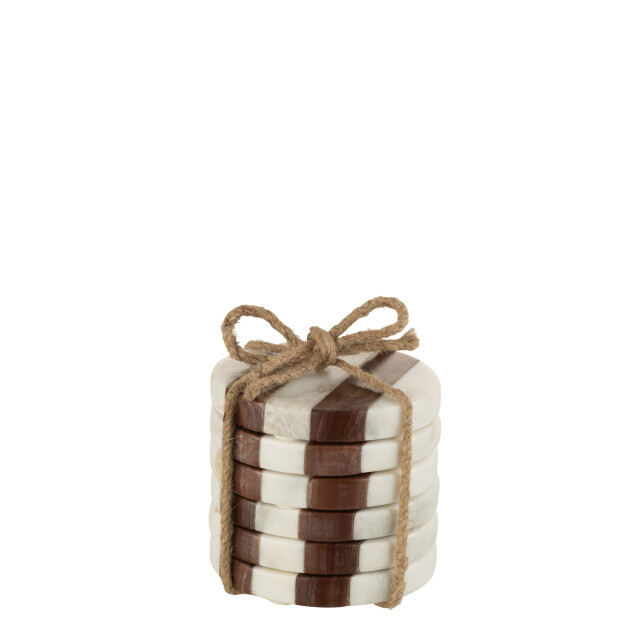 J-Line s/6 onderzetters streep marmer wit/ 10x10x1.5cm 3015102 large