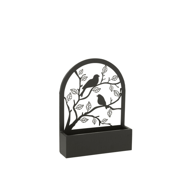 J-Line wanddeco/bloempot vogels metaal 31x8.5x41cm 3007793 large