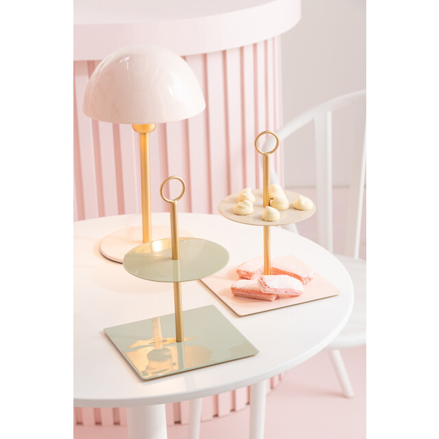 J-Line voedselstand rond+vierkant metaal /goud 18x18x26cm 3013837 large
