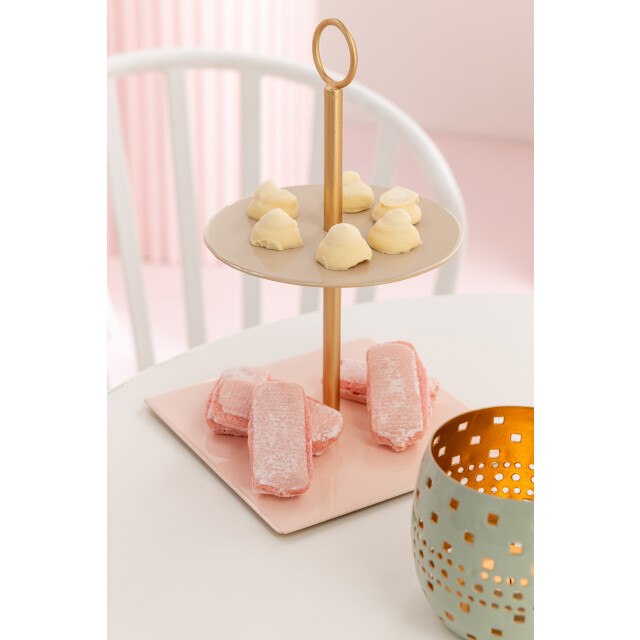 J-Line voedselstand rond+vierkant metaal licht/beige 18x18x26cm 3013838 large