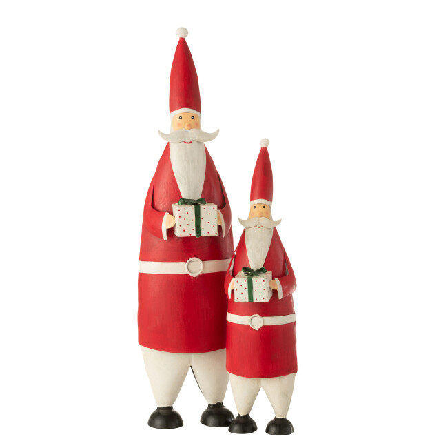 J-Line kerstman cadeau ijzer wit/rood large 20x18x61cm 3008595 large