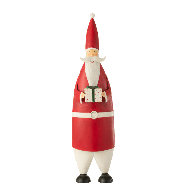 J-Line kerstman cadeau ijzer wit/rood large 20x18x61cm 3008595 large
