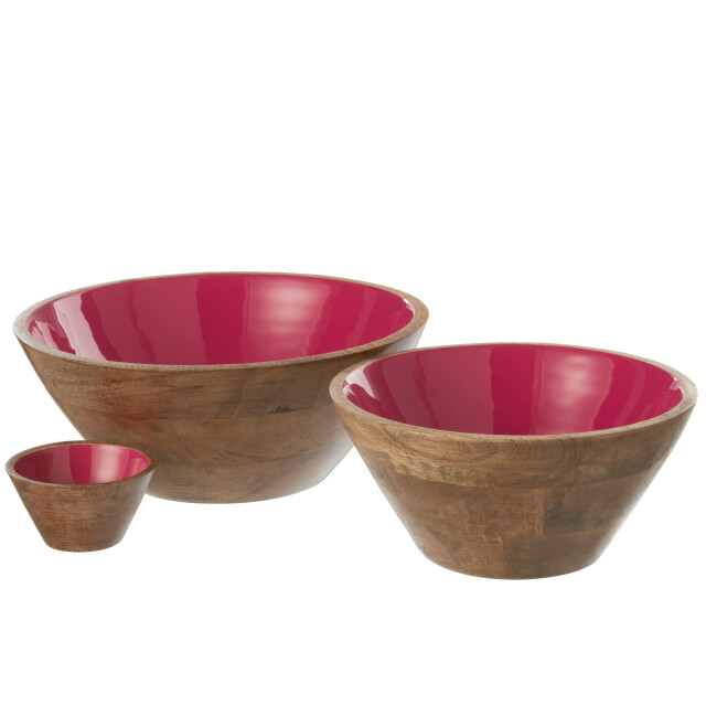 J-Line bowl kos wood fuschia large 30x30x12cm 3008400 large