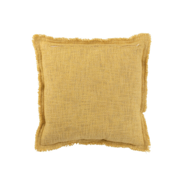 J-Line kussen franjes katoen mosterd 50x50x10cm 3001372 large
