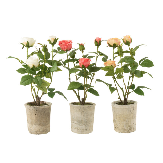 J-Line roos 5 koppen in pot plastiek/textiel /groen 20x20x38cm 3001336 large