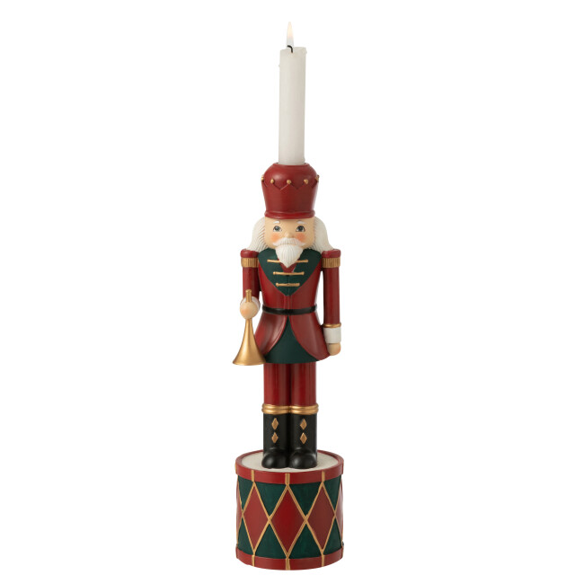 J-Line kaarshouder notenkraker resine rood/groen large 9x9.5x32.5cm 3001564 large