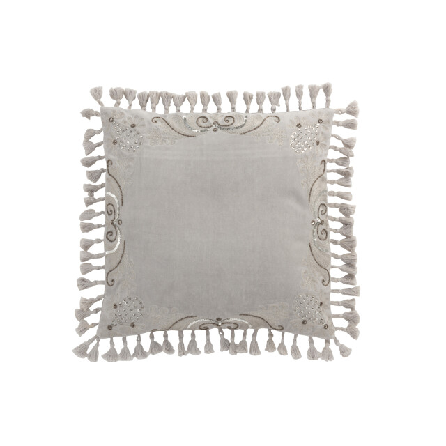J-Line kussen marokkaanse randen met kwasten velvet 45x45x2cm 3001117 large