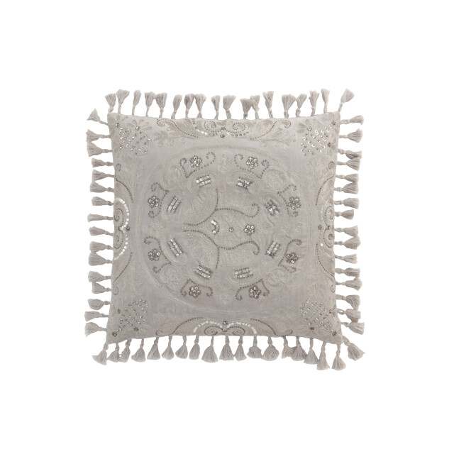 J-Line kussen marokkaans met kwasten velvet 45x45x2cm 3065992 large