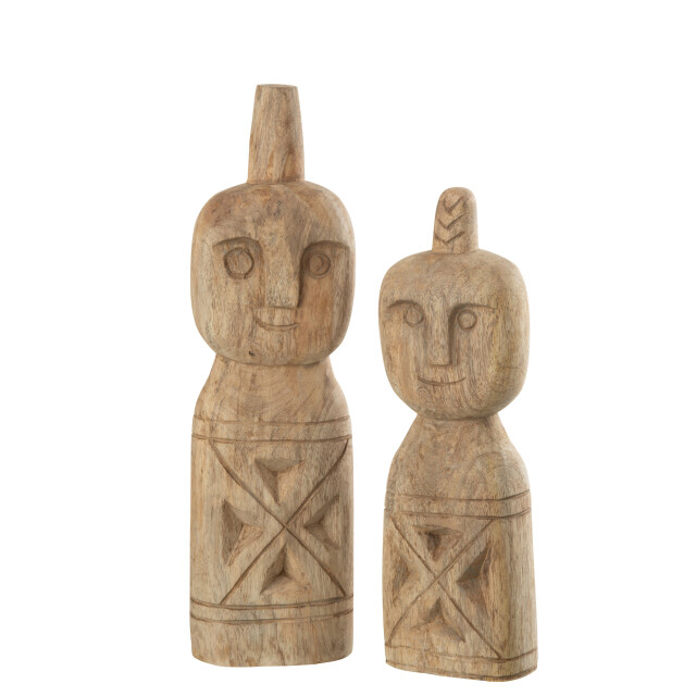 J-Line set van 2 afrikaans gerkefd figuur hout 11.58x7.5x40.5cm 3007939 large