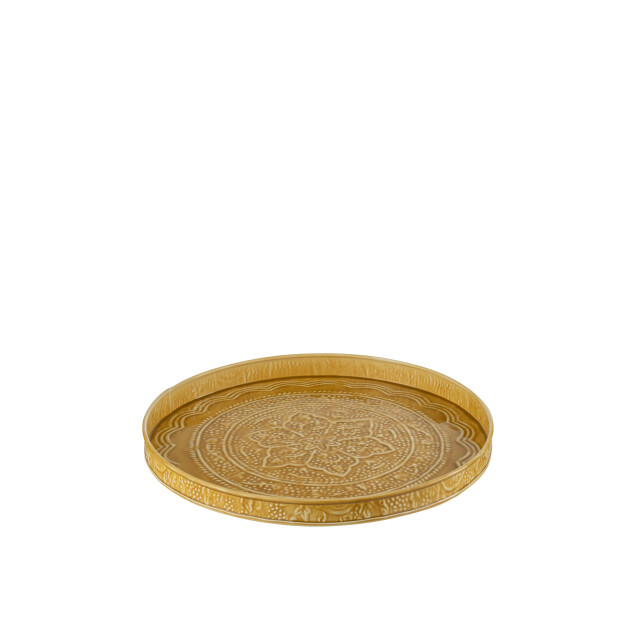 J-Line plateau rond klassiek ijzer oker small 35x35x3cm 3007683 large