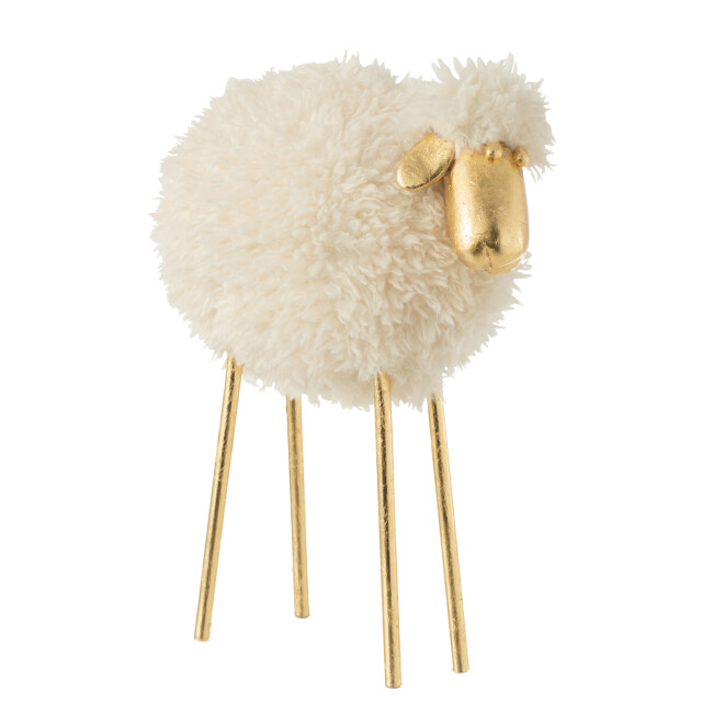 J-Line schaap metaal/poly wit/goud large 36x21x45cm 3008490 large