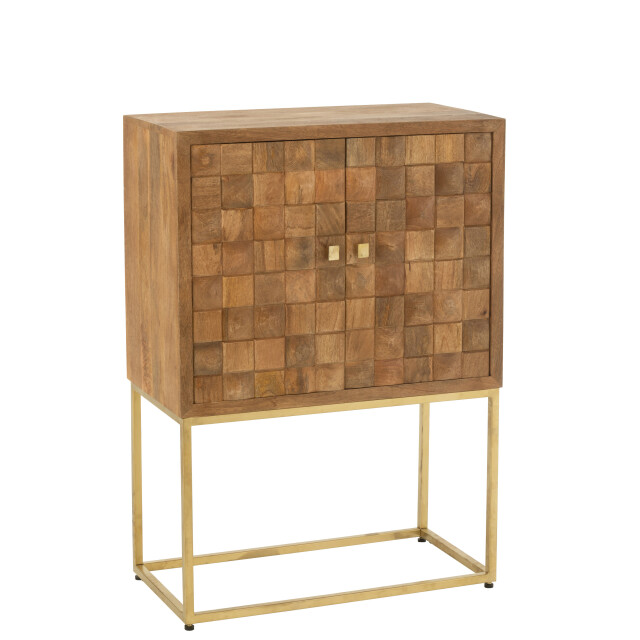 J-Line kast nino op staander metaal/mangohout /goud 76x40x122cm 3001775 large