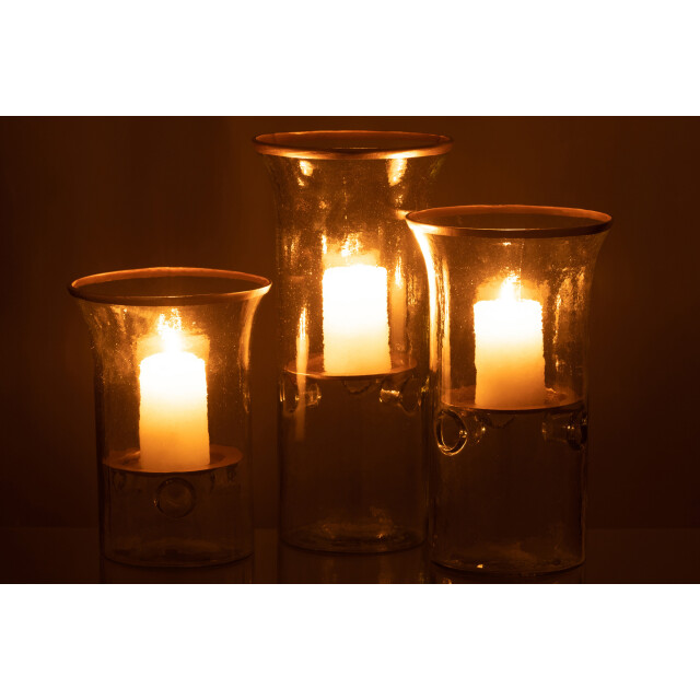 J-Line set van 3 kaarshouder bord goud rand glas 15x15x26cm 3013840 large