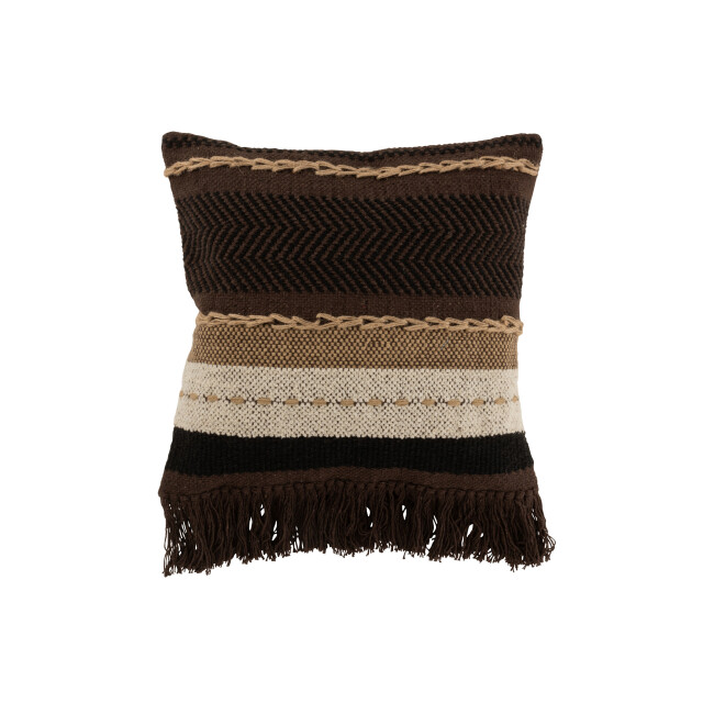 J-Line kussen etnic katoen /zwart/beige 45x45x4cm 3001522 large